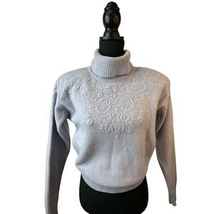 TOGETHER Brand Light Lavender Cowl Neck Sweater Lambswool Angora Blend Size M